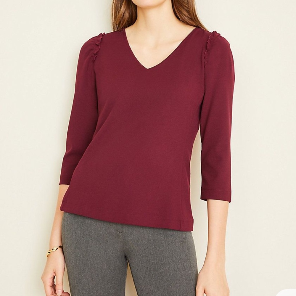 Ann Taylor Ruffle Sleeve Top